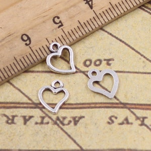 100pcs peach heart charms love pendant 10x8mm antique silver ornament accessories jewelry making DIY handmade craft base material