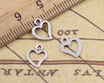 100 Stück Pfirsich Herz Charms Liebe Anhänger 10x8mm antikes Silber Ornament Zubehör Schmuckherstellung DIY Handarbeit Basismaterial