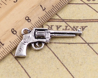 10 Stück Pistole Charms Anhänger 35*15mm Antik Silber Ornament Zubehör Schmuckherstellung DIY handgemachtes Handwerk Basismaterial