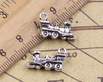 20 piezas colgante de dijes de tren 17x12mm accesorios de adorno de plata antigua fabricación de joyería DIY material base artesanal hecho a mano