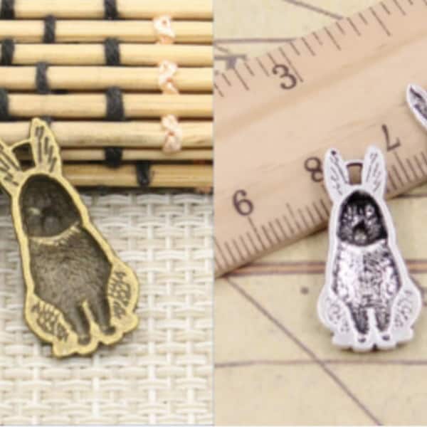 30pcs Rabbit charms pendant 26x13mm Antique bronze/Antique silver ornament accessories jewelry making DIY handmade craft base material