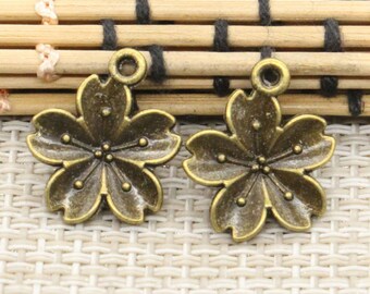 30pcs Flower charms pendant 20x16mm Antique bronze ornament accessories jewelry making DIY Handmade Craft base material