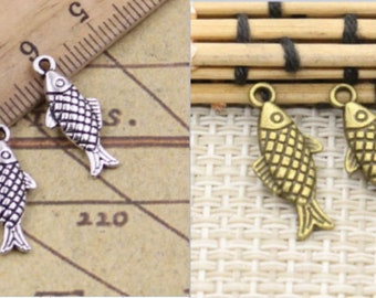 50pcs Fish charms pendant 20x8mm antique silver/antique bronze jewelry charms jewelry making DIY handmade craft