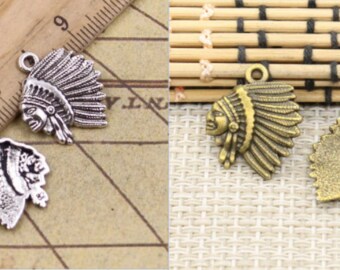 30 Stück Indianer Holunder Charms Anhänger 21x18mm Antik Bronze/Antik Bronze Ornament Zubehör Schmuckherstellung DIY Handarbeit Basismaterial