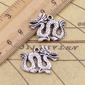 20pcs Chinese Dragon charms pendant 23x17mm antique silver ornament accessories jewelry making DIY handmade craft base material