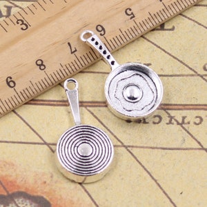 10pcs Fried egg in pan charms pendant 31x16x4mm antique silver ornament accessories jewelry making DIY handmade craft base material
