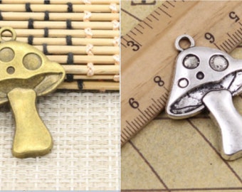 10pcs Mushroom charms pendant 40x29mm Antique bronze/Antique silver ornament accessories jewelry making DIY handmade craft base material