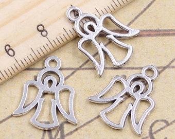 50pcs Angel charms pendant 20x12mm antique silver ornament accessories jewelry making DIY handmade craft base material