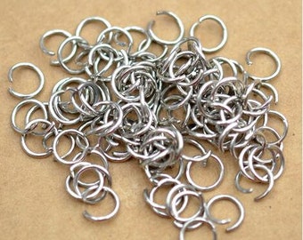 100pcs Single Rings 5mm Antique Silver Findings Open Single Loops Jump Rings for Jewelry Making