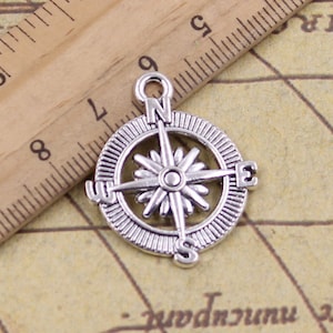 20pcs Compass charms pendant 24mm antique silver ornament accessories jewelry making DIY handmade craft base material