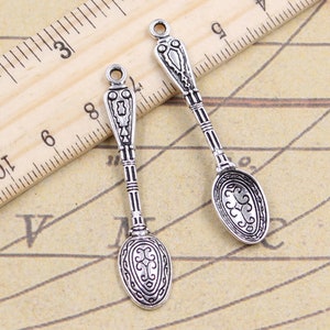 30pcs Spoon charms pendant 48x10mm antique silver ornament accessories jewelry making DIY handmade craft base material