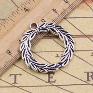 5pcs Olive branch ring charms pendant 34mm antique silver ornament accessories jewelry making DIY Handmade Craft base material