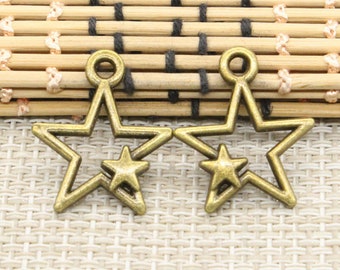 20pcs Five-pointed star charms pendant 27x21mm antique bronze jewelry accessories jewelry making DIY handmade craft