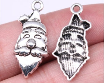 10pcs Santa Claus charms pendant 13x27mm antique silver ornament accessories jewelry making DIY handmade craft base material