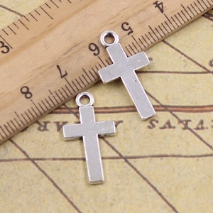 50pcs Cross charms pendant 24x13mm antique silver ornament accessories jewelry making DIY handmade craft base material