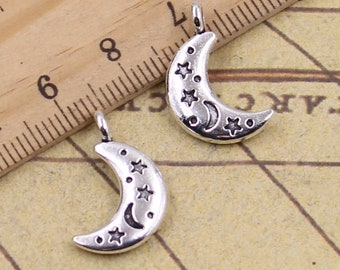 30 pezzi ciondolo con ciondoli stelle e luna 20x13mm argento antico ornamento accessori creazione di gioielli materiale di base artigianale fatto a mano fai da te