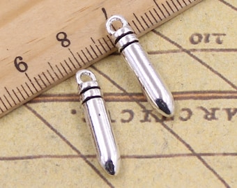 20pcs Bullet charms pendant 23x5x5mm antique silver ornament accessories jewelry making DIY handmade craft base material