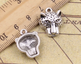 10 Stück Leopardenkopf Charms Anhänger 19x15mm Antik Silber Ornament Zubehör Schmuckherstellung DIY handgemachtes Bastelmaterial