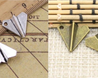 20pcs Origami Aircraft charms Paper Airplane pendant 18x17mm Antique silver/Antique bronze ornament accessories jewelry making DIY material