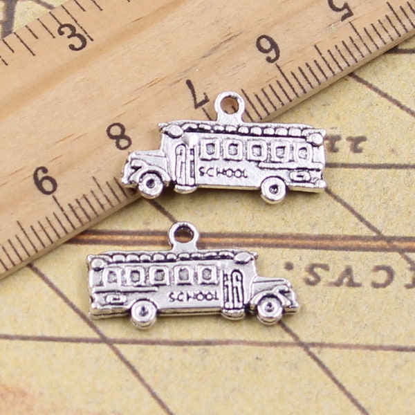 20pcs School Bus charms pendant 13x23mm antique silver ornament accessories jewelry making DIY handmade craft base material