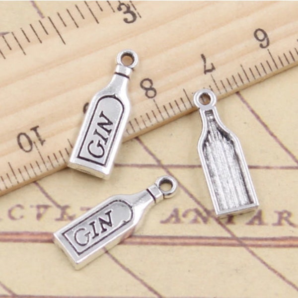 50pcs Gin charms pendant 21x7mm antique silver ornament accessories jewelry making DIY handmade craft base material