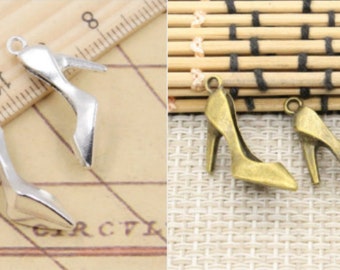 10pcs High heels charms high-heeled Shoes pendant 29x17mm antique silver/antique bronze ornament accessories jewelry making DIY material