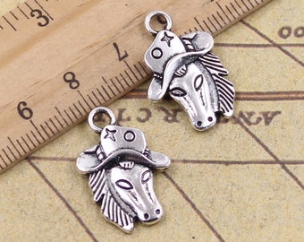 10 pièces pendentif à breloques chevaux de cow-boy 23x16mm antique argent bijoux accessoires fabrication de bijoux bricolage fait main artisanat matériau de base