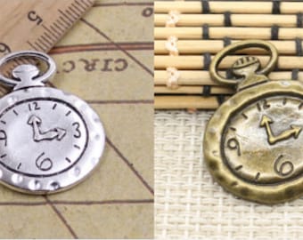 10pcs Pocket watch charms Pendant 32X27mm antique silver/antique bronze ornament accessories jewelry making DIY handmade craft base material