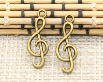 50pcs Musical note charms pendant 25x9mm bronze ornament accessories jewelry making DIY Handmade Craft base material