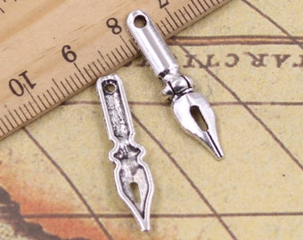 50 Stück Stift Charms Anhänger 32x7mm antikes Silber Ornament Zubehör Schmuckherstellung DIY Handarbeit Basismaterial