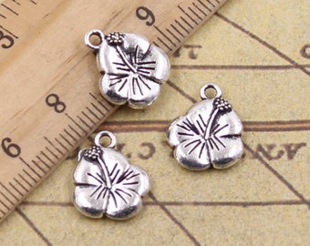 30pcs Flower charms pendant 16x13mm antique silver ornament accessories jewelry making DIY handmade craft base material