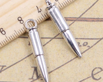 10pcs Bullet charms pendant 33x6x6mm antique silver ornament accessories jewelry making DIY handmade craft base material
