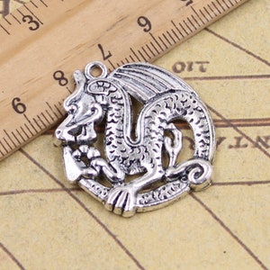 10pcs Dragon charms pendant 33x31mm antique silver ornament accessories jewelry making DIY handmade craft base material