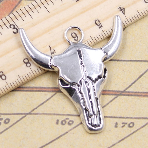 10pcs Skeletal Bull head charms pendant 41x38mm antique silver ornament accessories jewelry making DIY handmade craft base material