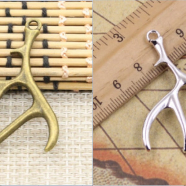 10pcs Antler charms pendant 51x40mm Antique bronze/Antique silver ornament accessories jewelry making DIY handmade craft base material