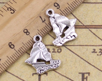 30 Stück Segelboot Charms Anhänger 20x18mm antikes Silber Ornament Zubehör Schmuckherstellung DIY Handarbeit Basismaterial