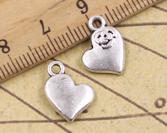 40pcs love with a flower charms pendant 12x12mm antique silver ornament accessories jewelry making DIY handmade craft material
