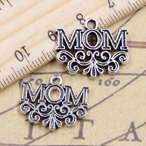 20 peças pingentes de pingentes de mãe de flores 18 x 22 mm ornamentos de prata antiga acessórios para fazer joias faça você mesmo material de base para artesanato