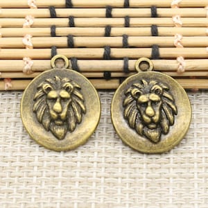 10pcs Lion Charms pendant 20mm Antique bronze ornament accessories jewelry making DIY handmade craft base material