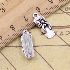 50pcs Clogs charms slippers pendant 19x6mm Antique silver ornament accessories jewelry making DIY handmade craft base material