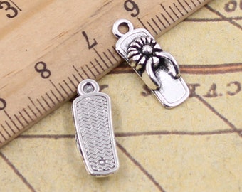 50pcs Clogs charms slippers pendant 19x6mm Antique silver ornament accessories jewelry making DIY handmade craft base material