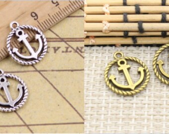40pcs ship's anchor charms pendant 15mm antique silver/antique bronze ornament accessories jewelry making DIY handmade craft base material
