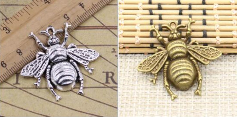 10pcs Argent Antique Honeybee Bumblebee Charms Pendentifs Jewelry Findings 40x38mm 