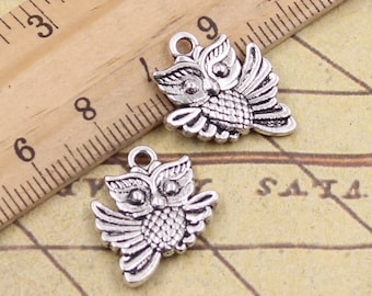 20pcs Owl charms pendant 19x17mm antique silver ornament accessories jewelry making DIY handmade craft base material