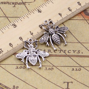 10pcs Bee charms pendant 26x25mm antique silver ornament accessories jewelry making DIY handmade craft base material