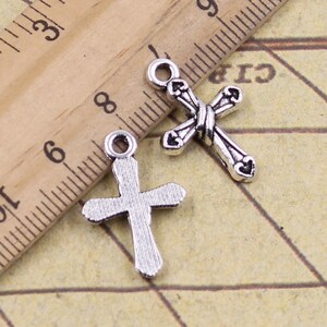 50pcs Cross charms pendant 21x14mm antique silver ornament accessories jewelry making DIY handmade craft base material