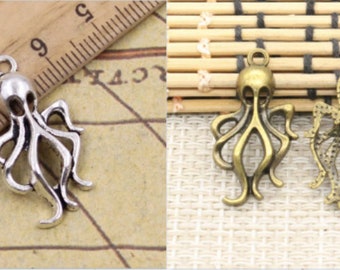 20pcs Octopus charms pendant 32x17mm antique silver/antique bronze ornament accessories jewelry making DIY handmade craft base material