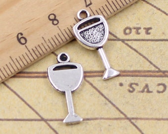 50pcs Wineglasses charms pendant 20x9mm antique silver ornament accessories jewerly making DIY handmade craft base material