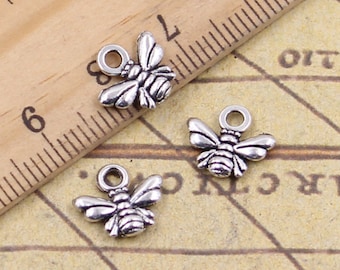 50pcs Honeybee charms pendant 10x11mm antique silver bee ornament accessories jewelry making DIY handmade craft base material