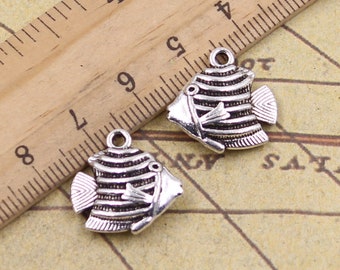 10pcs Goldfish charms pendant 18x18mm antique silver ornament accessories jewelry making DIY handmade craft base material